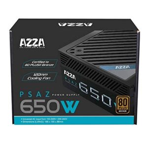 FUENTE PODER AZZA 650W  80 PLUS BRONZE CERTIFICADA 120MM