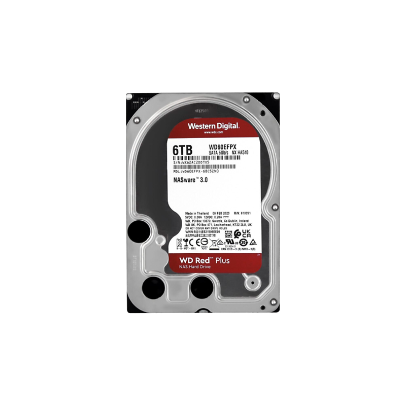 DISCO DURO WESTERN DIGITAL 6TB WD RED PLUS NAS INTERNO HDD – 5400 RPM, SATA 6 GB/S, CMR, 256 MB CACHE, 3.5″ - WD60EFPX