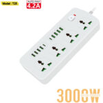 REGLETA DE ALIMENTACION MULTIPLE PARA TELEFONO / PUERTO USB X8 / PUERTO TIPO-C X2 / T25 / 3000W / BLANCO