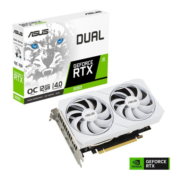 TARJETA DE VIDEO ASUS DUAL GEFORCE RTX 3060 / OC / WHITE / 12GB / GDDR6 / PCIE 4.0