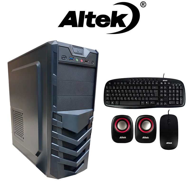 COMBO CASE ALTEK MID-TOWER 4200 NEGRO / FUENTE DE PODER 600W / TECLADO / MOUSE / PARLANTES / 1X USB 3.0