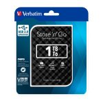 DISCO DURO PORTATIL EXTERNO VERBATIM 53194 / 1TB / PORTABLE / USB 3.0 / 5.400RPM / NEGRO