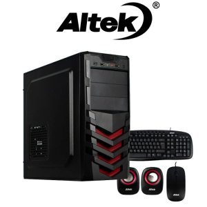 COMBO CASE ALTEK MID-TOWER 4200 ROJO / FUENTE DE PODER 600W / TECLADO / MOUSE / PARLANTES / 1X USB 3.0