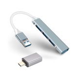 HUB MULTISPLITTER 4 PUERTOS Y OTG - CON ADAPTADOR USB A TIPO C