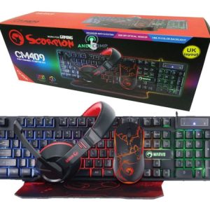 COMBO GAMER MARVO SCORPION CM409 SP  4 EN 1 TEC MOU AUD MPAD
