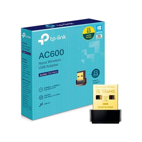 ADAPTADOR WIFI USB INALAMBRICO TP-LINK AC600 T2U NANO DUAL BAND