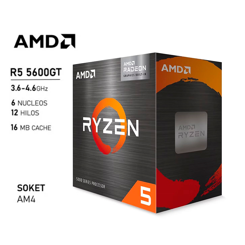 PROCESADOR AMD RYZEN 5 5600GT / 6 CORE / 4.6GHZ / 12 HILOS / 35MB CACHE / AM4