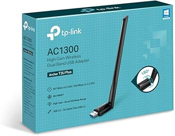 ADAPTADOR USB WIFI TPLINK AC1300 ARCHER T3U PLUS DUAL BAND / MU-MIMO / ANTENA OMNIDIRECCIONAL