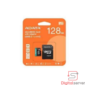 MICROSDXC ADATA 128GB / UHS-I U3 V30 A2 / 100MB/S / 4K FHD / CLASE 10 / ADAPTADOR SD / RESISTENTE AL AGUA Y GOLPES