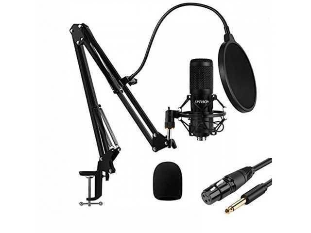 MICROFONO CON PEDESTAL Y FILTRO PARA PODCAST Y VIDEOS