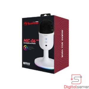 MICRÓFONO PARA PC / MARVO MIC-06 / USB / RGB / BLANCO / GRABACIÓN OMNIDIRECCIONAL / CONTROL DE VOLUMEN
