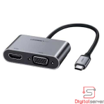 CONVERTIDOR ADAPTADOR  USB TIPO C  MACHO A HDMI + VGA HEMBRA / 2 EN 1