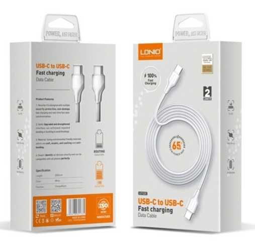 CABLE DE CARGA DE DATOS TIPO C A TIPO C LDNIO CARGA RAPIDA 65W LC122C