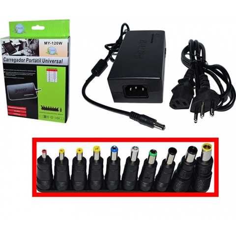 CARGADOR PARA LAPTOP PORTATIL UNIVERSAL MY-120W 8 CONECTORES 12-24V
