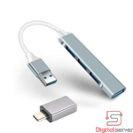 HUB MULTISPLITTER 4 PUERTOS Y OTG - CON ADAPTADOR USB A TIPO C