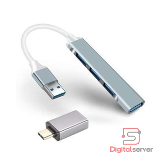 HUB MULTISPLITTER 4 PUERTOS Y OTG - CON ADAPTADOR USB A TIPO C