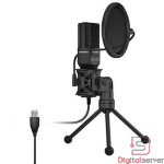 MICROFONO CONDENSADOR USB DE ESCRITORIO CON TRIPODE PLEGABLE, FILTRO POP PARA GRABACION DE VIDEOS.
