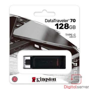 PENDRIVE KINGSTON 128GB / USB-C USB 3.2 1RA GEN / DATATRAVELER 70 / DT70/128GB / NEGRO