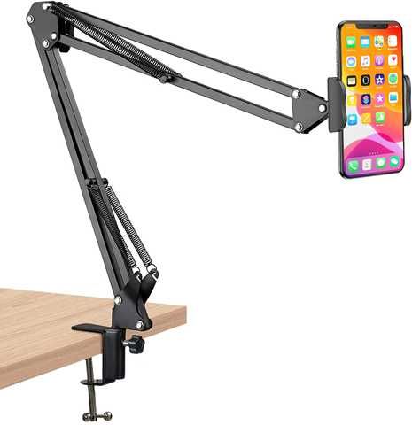 SOPORTE BRAZO DE ESCRITORIO FLEXIBLE Y ROTABLE PARA TELEFONO CELULAR