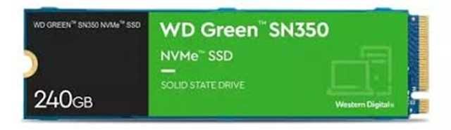 UNIDAD DE ESTADO SOLIDO SSD WD WESTERN DIGITAL GREEN SN350 M.2 2280 NVME 240GB SATA 3.8GB/S