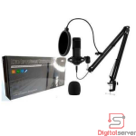 MICROFONO CON PEDESTAL Y FILTRO PARA PODCAST Y VIDEOS 