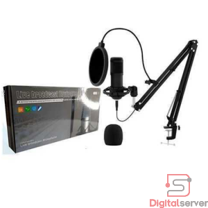 MICROFONO CON PEDESTAL Y FILTRO PARA PODCAST Y VIDEOS 