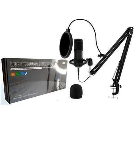 MICROFONO CON PEDESTAL Y FILTRO PARA PODCAST Y VIDEOS