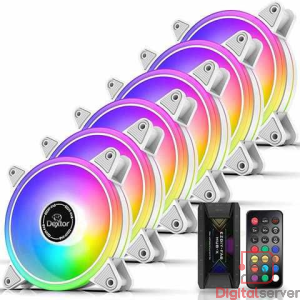 KIT 6 VENTILADORES DEXTOR ENFRIADOR DE CPU 120MM LED ARGB CON CONTROLADOR REMOTO. (BLANCO)