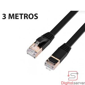 PATCH CORD CABLE DE RED CAT 8 BLINDADO 3 MTS / NEGRO / 3 METROS