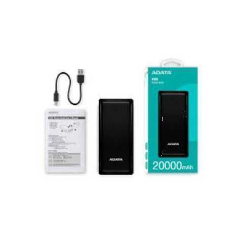 POWER BANK / ADATA C20 / 20000MAH / CARGA PORTÁTIL / DOBLE SALIDA USB / COLOR NEGRO