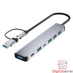 HUB 7 EN 1 TIPO-C CON OTG USB / 1XUSB 3.0 / 4XUSB 2.0 / 2 TIPO-C  