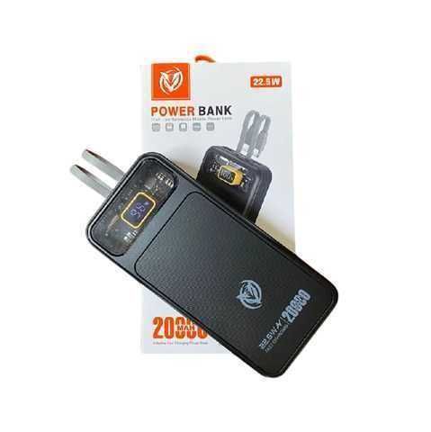 POWER BANK P20 / 20000 MAH / 22.5W / QC 3.0 + PD 3.0 / LED DISPLAY / CABLES INTEGRADOS / PUERTO TIPO-C / PUERTO LIGHTNING