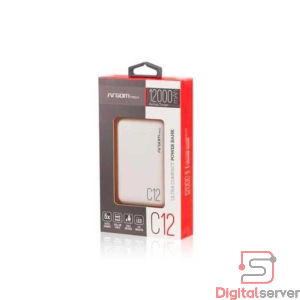 POWER BANK ARGOM TECH C12 12000MAH / 2 USB / BLANCO / DC5V / 2A