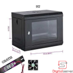 GABINETE RACK 9U CON VIDRIO TEMPLADO REFORZADO (53.0 cm × 40.0 cm × 45.0 cm) / GRATIS VENTILADOR Y REGLETA MULTITOMA