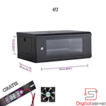 GABINETE RACK 4U CON VIDRIO TEMPLADO REFORZADO (53.0 cm × 40.0 cm × 21.0 cm) / GRATIS VENTILADOR 