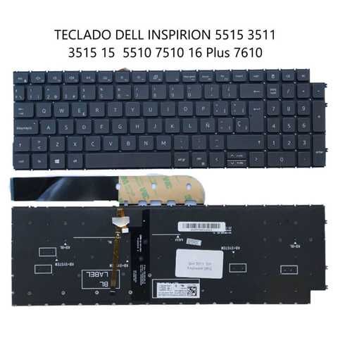 TECLADO DELL INSPIRON 5515 CON LUZ 3511 3515 5510 7510 7516 PLUS 7610 / RETROILUMINADO / COLOR NEGRO