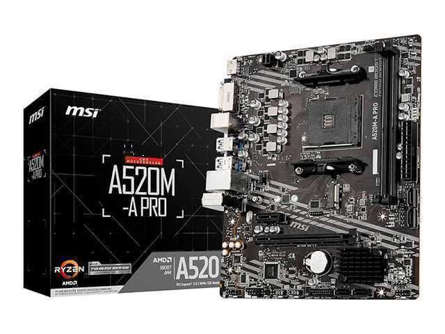 MAINBOARD MSI A520M-A PRO DDR4 / ATX / SOCKET AM4 AMD / HDMI / DVI / NEGRO