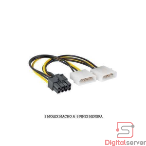 CABLE DE PODER MOLEX 4 PINES MACHO X2 A 8 PINES HEMBRA / PCI / 15 CMS