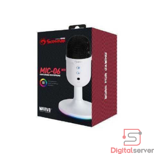MICRÓFONO PARA PC / MARVO MIC-06 / USB / RGB / BLANCO / GRABACIÓN OMNIDIRECCIONAL / CONTROL DE VOLUMEN