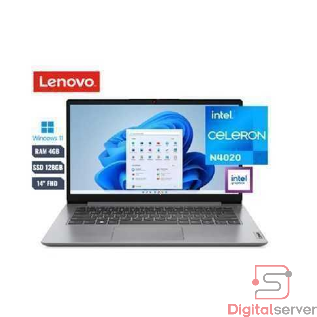 LAPTOP LENOVO IDEAPAD 1 14IGL7 / CELERON N4020 / 4GB RAM / 128GB EMMC / 14" PULGADAS FHD / WINDOWS 11 HOME / COLOR CLOUD GRAY