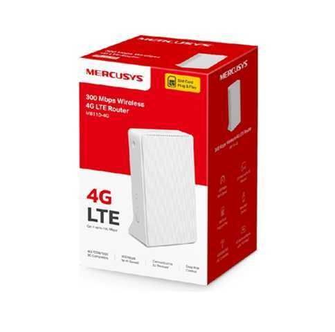 ROUTER MERCUSYS MB110-4G / 4G LTE CAT 4 / 300 MBPS / 2.4GHZ / WAN-LAN / HASTA 32 DISPOSITIVOS / BLANCO / CON CHIP SIM