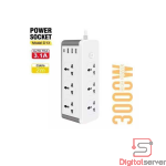 REGLETA DE ALIMENTACION MULTIPLE PARA TELEFONO D13 / 6X TOMACORRIENTE / 3X USB 3.1A / 1X TIPO-C / 3000W / COLOR BLANCO / 3 METROS