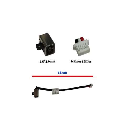 PIN DE CARGA 4.5x3.0MM PARA DELL INSPIRON 11-3147 / 11-3148 / 13-7347 / 13-7352 / 20 CM / 6 PINES / 5 HILOS / C7