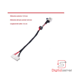 PIN DE CARGA DC JACK PARA LAPTOP DELL INSPIRON 17 7578 / TIPO 4.5×3.0 MM / 13 CM / 6 PINES / 5 HILOS / C7