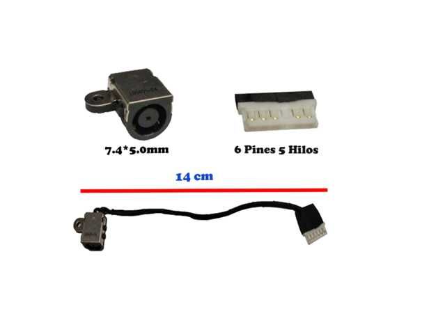 PIN DE CARGA PARA LAPTOP DELL LATITUDE / VOSTRO 3560 / INSPIRON 15R 5520 / 7520 / TIPO 7.4×5.0 MM / 5 PINES / 23 CM / /C7