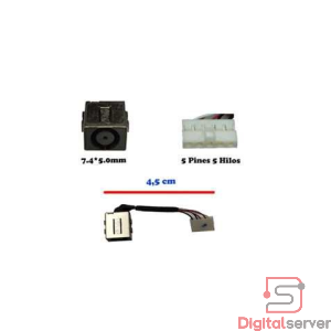 PIN DE CARGA 4.5x3.0MM DELL 5480 / 5481 / 5482 / 5485 / 5590 / 5580 / VOSTRO 5481 / 8.5 CM / 5 PINES / C7