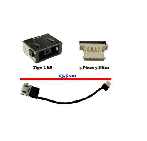 PIN DE CARGA PARA LAPTOP LENOVO V110-15IAP / V110-15ISK / V110-15IKB / V110-15AST / V110-14 / V310-15 / 4.0×1.7 MM / 17.8 CM / 5 PINES / 75C7