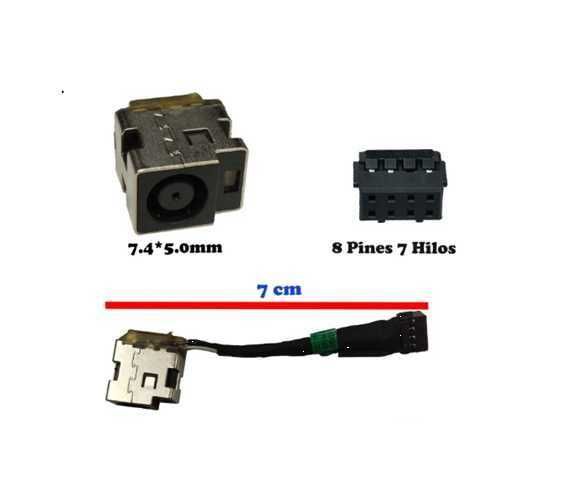 PIN DE CARGA PARA LAPTOP HP 14-CF / 14-CK / 14-DF / 14-DK / TIPO 7.4×5.0 MM / 8 PINES / 12.5 CM / C7