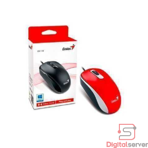 MOUSE ALAMBRICO GENIUS DX-110 / OPTICO / 3 BOTONES / 1200 DPI / CABLE 1.5M / COLOR  ROJO