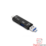 LECTOR DE TARJETAS OTG 5 EN 1 / MICRO SD / SD / TIPO-C / V8 Y USB / COLOR NEGRO